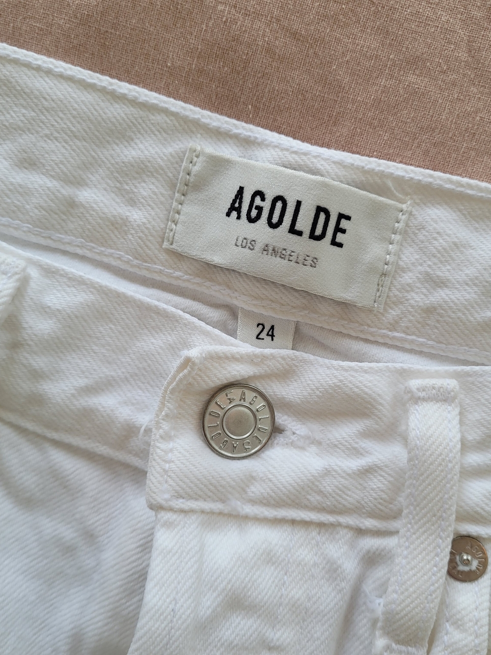 🔥 AGOLDE Lana Mid Rise Straight Jeans White Slice Cutout Slit Denim Sz 24 - Picture 4 of 6